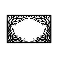 Stylized Tree Frame, Minimalist Botanical Border vector