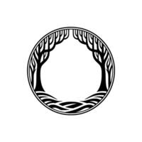 Circular Tree Emblem, Symbolic of Growth and Harmony vector