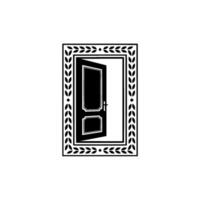 Threshold of Mystery Black Door in Decorative Frame vector