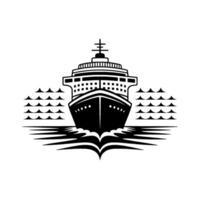 Nautical Silhouette Cruise Ship Emblem, Minimalist, Maritime vector