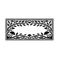 Botanical Emblem, Circular Frame, Mystical Forest Motif vector