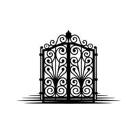 Intricate Black Iron Gate, Elegant Portal vector