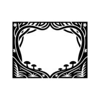 Stylized Forest Frame, Art Nouveau Botanical Border, Mushrooms vector