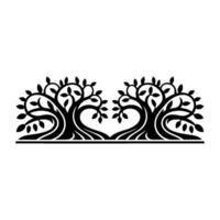 Elegant Botanical Emblem, Intertwined Trees, Vintage vector