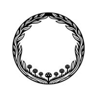Circular Woodland Emblem, Minimalist Botanical Frame, Circle vector