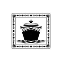 Nautical Silhouette Vintage Cruise Liner Emblem vector