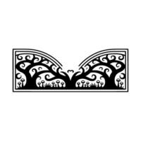 Stylized Wave Tree Ornament, Vintage Black White vector