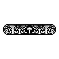 Stylized Mushroom Branch Border, Vintage Illustration vector