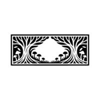 Stylized Forest Frame Mushroom Tree Silhouette vector