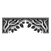 Stylized Tree Border, Art Deco Botanical Illustration vector