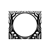 Art Nouveau Forest Frame, Mystical Circle, Botanical Illustration vector