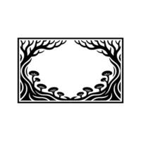 Stylized Forest Frame, Black White Botanical Illustration - Trees vector