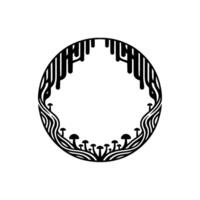 Organic Circle Frame, Mushroom Motif, Stylized Border vector
