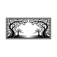 Elegant Black Tree Frame, Vintage Botanical Illustration, Trees vector