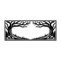 Enchanted Forest Border, Stylized Woodland Frame vector