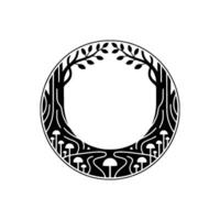 Circular Emblem Forest, Roots, and Mystical Growth vector