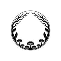 Mystical Circle Forest Mushrooms Branch Frame vector