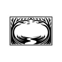 Serene Forest Path, Minimalist Emblem - Silhouette vector