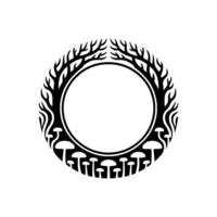 Tribal Circle Frame, Mystical Mushroom Border vector