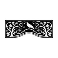 Gothic Raven Ornament, Elegant Black and White vector