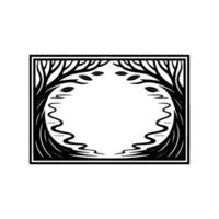 Symbolic Tree Portal, Minimalist Black White vector