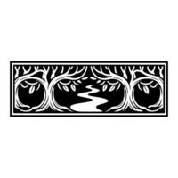 Stylized Forest Border, Art Nouveau Inspired, Blackandwhite vector