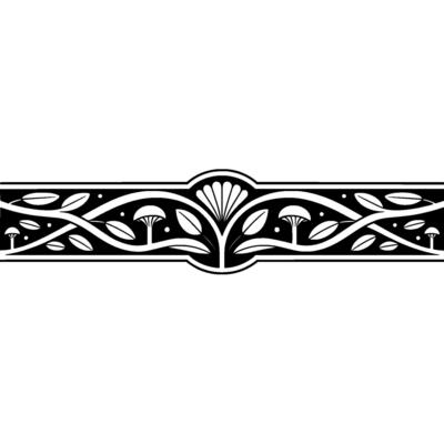 Art Nouveau Botanical Border, Elegant Decorative Element, Mushroom