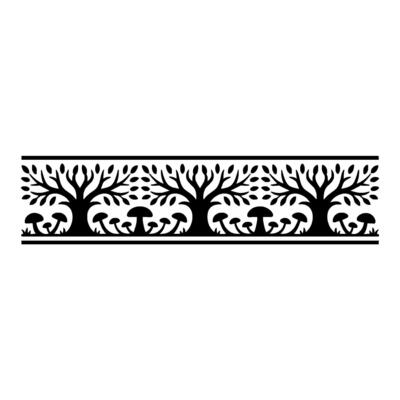 Stylized Forest Border, Vintage Illustration - Trees