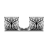 Stylized Tree Border, Elegant Black White - Trees vector