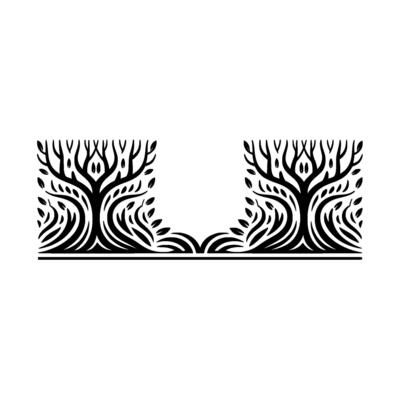 Stylized Tree Border, Elegant Black White - Trees