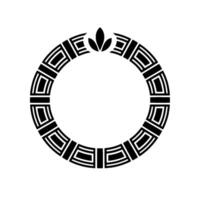Geometric Circle Emblem, Stylized Leaf Motif, Minimalist vector