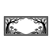 Enchanted Grove Frame, Botanical Illustration, Mystical Border vector