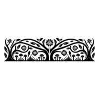 Intricate Forest Border, Stylized Mushroom Motif - Illustration vector