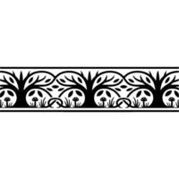 Stylized Bamboo Border with Panda Motifs Minimalist vector