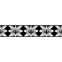 Art Deco Botanical Border, Elegant Black White - Pattern vector