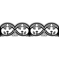 Intricate Black White Botanical Border, Medieval Style vector