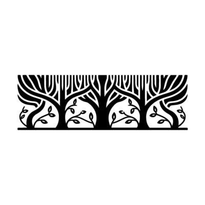 Stylized Tree Border, Elegant Black Gold