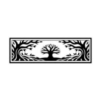 Stylized Tree Silhouette, Intricate Border vector