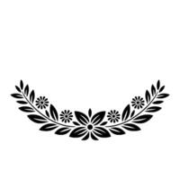 Stylized Black Floral Wreath Border, Minimalist vector