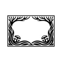 Stylized Forest Frame, Mushroom Motif, Vintage Illustration - Botanical vector