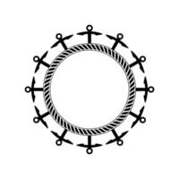 Nautical Anchor Frame, Minimalist, Circular Motif vector
