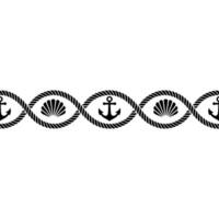 Nautical Border Anchor Seashell Motif vector