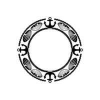 Nautical Circle Frame Anchor Rope Motif, Vintage Style vector