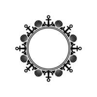 Nautical Anchor Seashell Frame Vintage Style Border vector