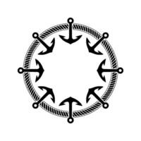 Nautical Anchor Circle, Vintage Maritime - Anchors vector