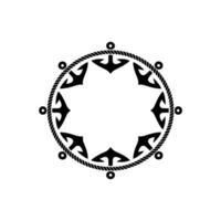 Nautical Emblem Anchor Rope Circular Motif vector