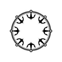 Nautical Anchor Circle, Vintage Maritime Motif - Anchors vector
