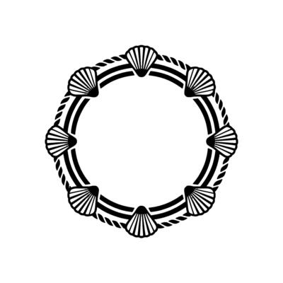 Oceanic Circle Shell Motif, Nautical, Minimalist Frame