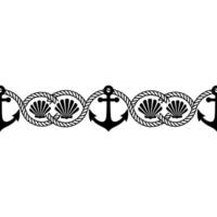 Nautical Border Anchor, Shells, and Rope Detail vector