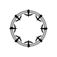 Nautical Circle, Rope Frame, Vintage Motif, Symbolic Border vector